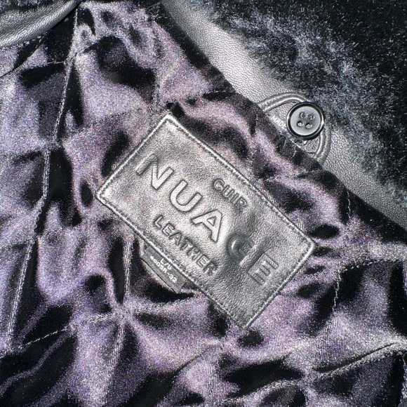 Nuage Black Leather Jacket with Faux Fur Collar - Picture 2 of 6